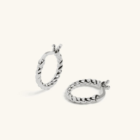 Twisted Hoop Earrings Silver